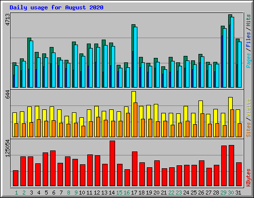 Daily usage for August 2020
