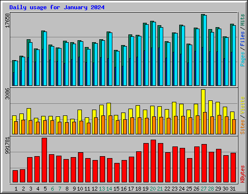 Daily usage for January 2024