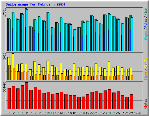 Daily usage for February 2024