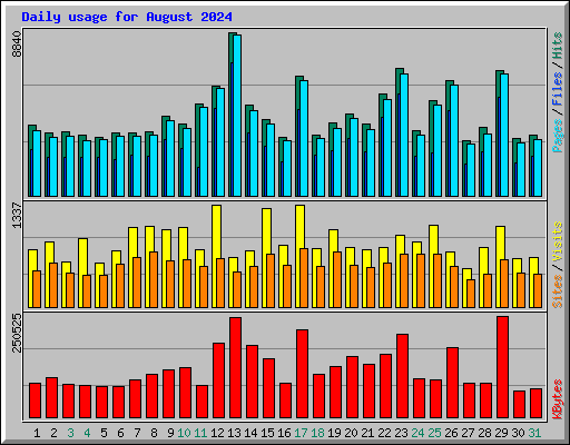 Daily usage for August 2024
