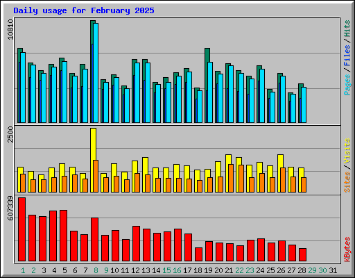 Daily usage for February 2025