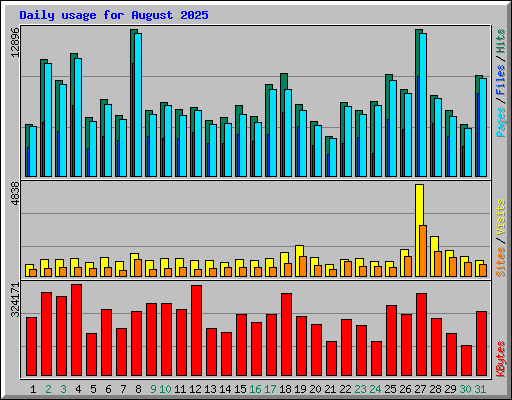 Daily usage for August 2025