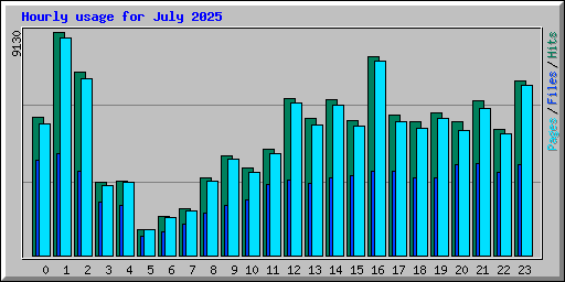 Hourly usage for July 2025